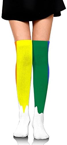 Color Rainbow Unisex Casual Crew Athletic Socks Knee Long High Compression Soccer Stocking