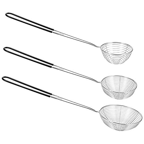 Falygda 3-Piece Round Hot Pot Strainer- Steel Asian - Spider Skimming Spoon Set, Mesh Spoon