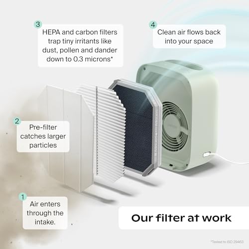 Canopy Bedside Air Purifier | Up To 99.97%* HEPA-13 Filtration | Remove Dust, Pollen & Pet Dander | Night Light & White Noise | Air Quality Sensor | Quiet Fan for Sleep | Filter & Adapter Included