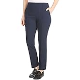 Hilary Radley Women's Ponte Pull-On Mid Rise Slim Leg Pants