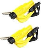 resqme Seatbelt Cutter and Window Glass Breaker 2 in 1 Quick Car Escape KeyChain Tool Yellow 5.3 by 8.3-Inch - Pack of 2