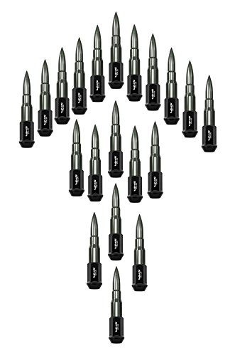 12x1.25 VMS Racing 20PC 124mm Cold Forged Steel LUG NUTS with GUNMETAL Extended BULLETS CNC Aluminum for 240SX 240 LE Nissan 350Z 370Z 99-17 1999-2017 with 5 lug wheel pattern