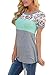 Itsmode Women Summer Short Sleeve Casual Work Tops Blouses Ladies T Shirts Plus Size Green Large