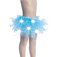 irene inevent Kids Girls Light Up LED Tutu Novelty Stage Dance Skirt Mini Skirt Dancewear Children Party Costume-Blue