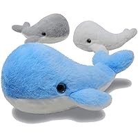 Fluffuns Whale Stuffed Animal - 3-Pack of Stuffed Whale Plush Toys in 3 Colors, 12 Inch Plush Whale