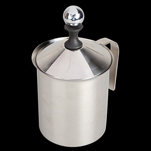 Starnearby Milk Frother Stainless Steel Milk Creamer Foam Double Mesh with Handle and Lid for Cappuccino Coffee Latte Hot Chocolate (27Ounce/800ml)