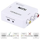 Tendak HDMI to RCA Converter HD 1080p HDMI to RCA CVBS AV Composite Adapter HDMI2AV Convertor Supports PAL/NTSC Switch with USB Charging Cable for STB Blu-ray DVD Xbox PS3 PS4 Games