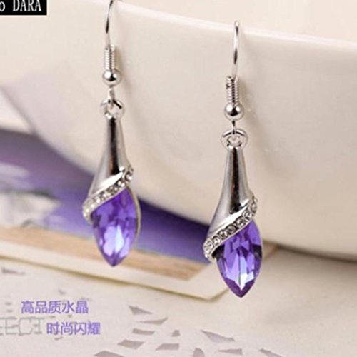 Clearance Deal! Hot Sale! Necklace, Fitfulvan 2018 Women Lady Crystal Marquise Cut Teardrop Wedding Earrings Mother's Day Pendant Necklace Gifts Jewelry (Purple) - Thumbnail 2