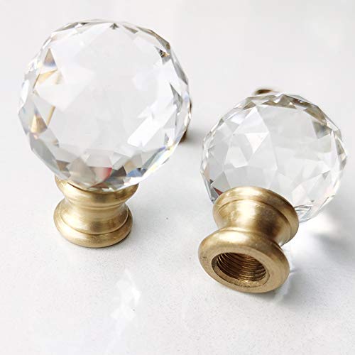 WOERFU 2-Pack Clear Faceted Crystal Orb Finial with Antique Brass Base(Crystal) - Thumbnail 2
