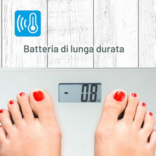 Citizen Digital Tempered Glass Bathroom Scale, 0.1 kg Precise Bathroom Scale with Large LCD Display, Step-On Technology, Ultra-Slim Design 22 mm, White
