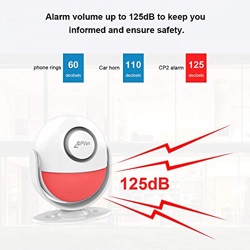 CPVAN Motion Sensor Alarm, Wireless Infrared Home Security System, PIR Motion Detector Alert (125dB, 328ft, Battery… - Image 2