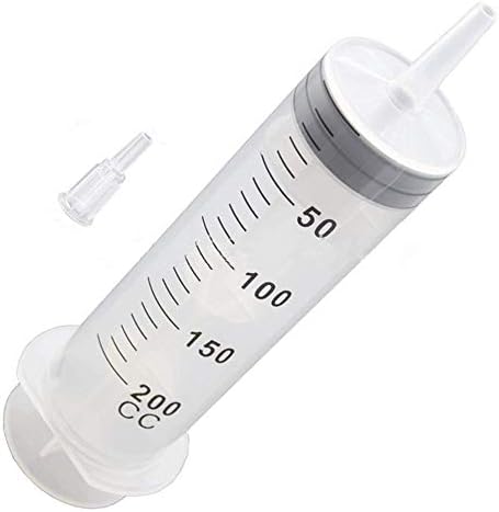 3 Pack 200ml Syringes, Large Plastic Garden Industrial Syringe, Great for Scientific Labs, Measuring, Watering, Refilling, Filtration Multiple Uses