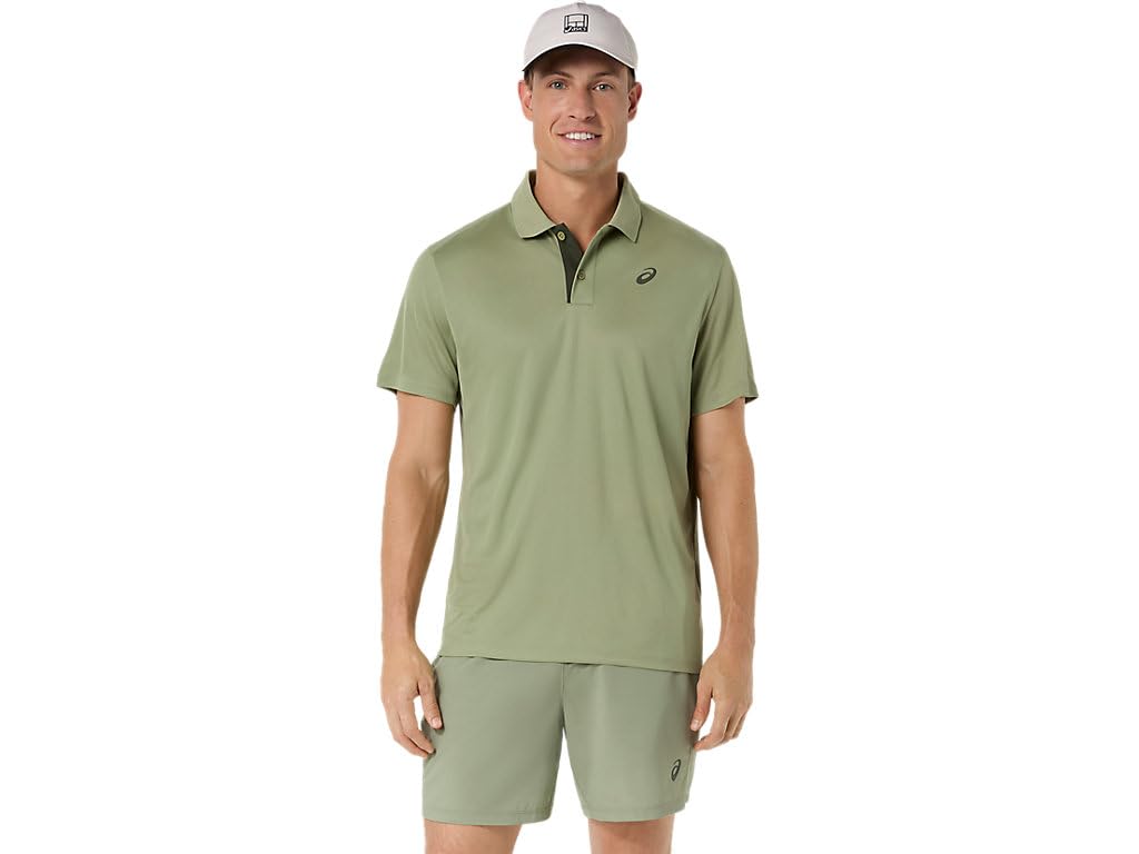 ASICS Court Polo - Polo de tenis para hombre, 3XL, verde caqui