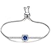 Caperci Adjustable Sterling Silver Cushion Blue Sapphire Jewelry Bolo Bracelet for Women