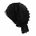 Kshion Women Chiffon Ruffle Cancer Chemo Hat Beanie Scarf Turban Head Wrap Cap (Black)