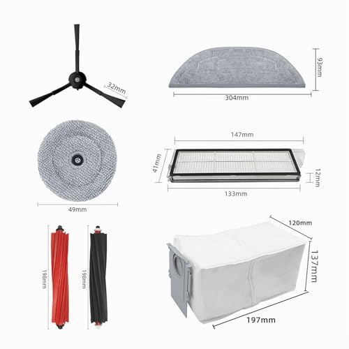 Laimaiou Accessories Kit for roborock S8 MaxV Ultra Robot Vacuum Cleaner Refills 19 Packs 1 Set of Roller Brushes, 2 Filters, 4 Side Brushes, 6 Cloths, 4 Bags, 1 Cleaning Brush
