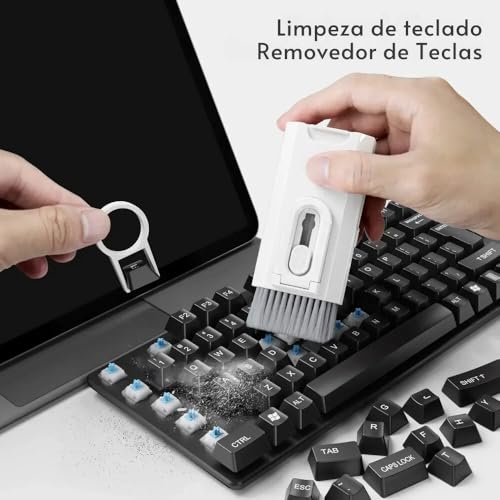Kit de Limpeza Multifuncional para Eletrônicos – 8 em 1: Teclado, Fone de Ouvido, Telas, Pincel de Alta Densidade, Removedor de Teclas, Microfibra, e Suporte para Smartphone | SHOPNAL