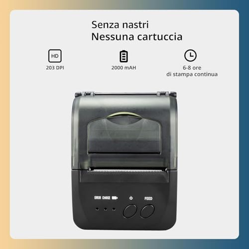 NetumScan Wireless Bluetooth Thermal Receipt Printer, 2 Inch 58mm Mini USB POS Retail Restaurant Printer Compatible with Android/iOS/PC/Windows NS1809DD