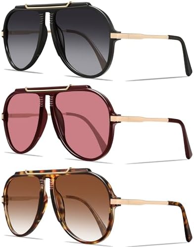Amazon.com: YMRFW Oversized Retro Aviator Sunglasses for  display picture 3