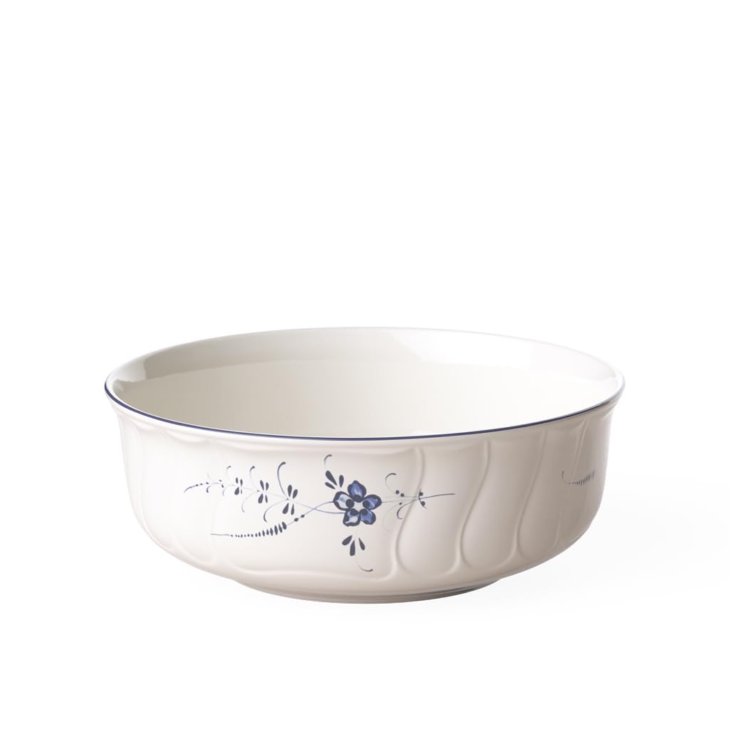 Villeroy & Boch Old Luxembourg Round Bowl, 24 cm, Premium Porcelain, White/Blue