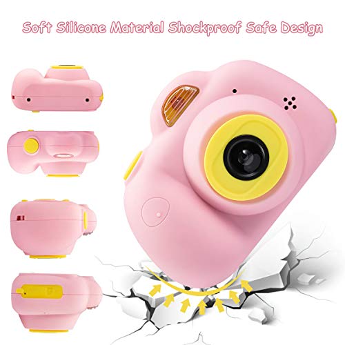 [16GB Memory Card Include] RegeMoudal Kids Digital Camera Gifts for Child Boys Girls,Mini Rechargeable Children Shockproof Digital Camcorders Little Kid Toys Gift 8MP with Battery 2 Inch,Pink - Thumbnail 4