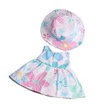 MonkeyJack Lovely Flower Dress Hat Suit Beach Outfit for 18'' American Girl Our Generation Zapf Baby Born Dolls Clothes