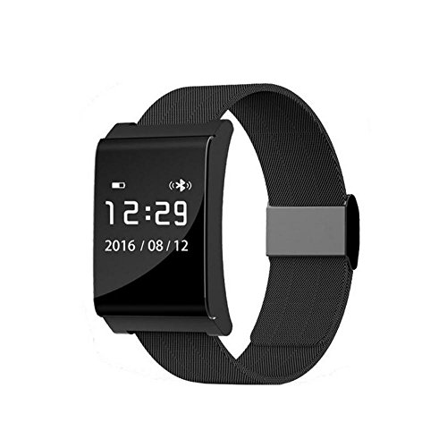 L@YC Fitness Tracker, Colleer Bluetooth 4.0 Waterproof Smart Bracelet Bands Sport Watch Waistband with Heart Rate Monitor and Blood Pressure Monitor for iPhone Android Smartphone, Business blacksteel