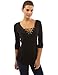 PattyBoutik Women's V Neck Lace Up Curved Hem Tunic