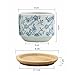 T4U 3 Inch Ceramic Succulent Planter Pots with Bamboo Tray Set of 8, Japanese Style Porcelain Handicraft as Gift for Mom Sister Aunt Best for Home Office Restaurant Table Desk Window Sill Decoration