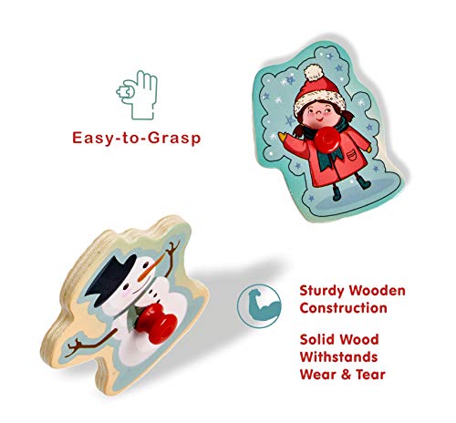 Wooden Peg Puzzle, 4 Seasons - Learning Educational Pegged Puzzle for Toddler & Kids (12 pcs) Gleeporte