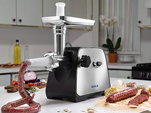 Baulia MG806 Electric Grinder for Home Use, 3 Cutting Blades & Stuffing Tubes, Stainless Steel Meat Mincer for Making Sausages, Chopped Liver, Size #10, Silver (Certified Refurbished) - Thumbnail 2