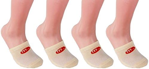 Mocsocs 4-pack Toe Topper Breathable No-Show LIGHT Mocha colored Half Socks (One Size)