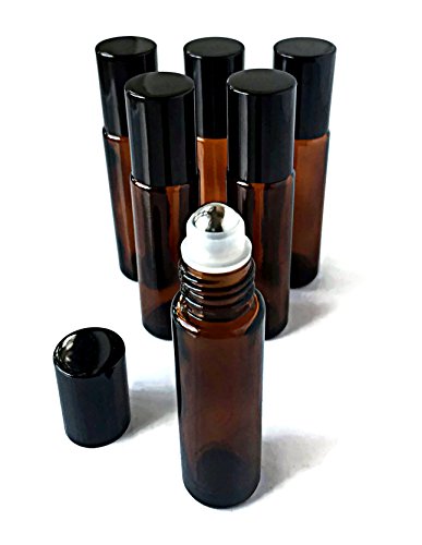 UPC 646437188937, Roller Bottles for Essential Oils by Oils For Everything, Glass 10ml Amber Bottle with Steel Roller Ball and Black Cap - 6 pack