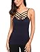 Meaneor Crisscross Front Cami Womens Solid Lace Up Sleeveless Tank Top Camisole Vest