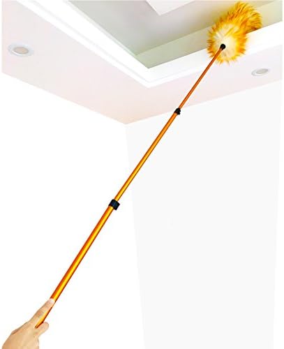 DLFE Extendable Pure Lambs Wool Duster with Lightweight Telescopic Pole, Extend 30-61 Inches for High Ceiling and Fan