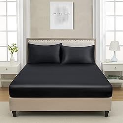 California King Silk Satin Fitted Sheet, Soft Deep