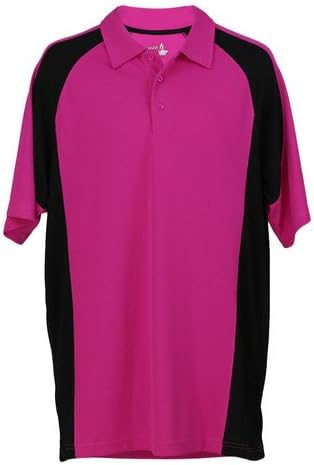 Men's Polo Shirt by L.O.F.T. GOLF — 3-Buttoned X-Large Striped Shirt in Pink/Black — Breathable, Moisture-Wicking Technology — Soft &amp; Durable — Windsor Collection