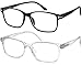 Success Eyewear Computer Glasses 2 Pairs Anti Glare Classic Reading Glasses Quality Comfort Glasses for Men and Women Set of 2 Crystal and Shiny Black 1.5
