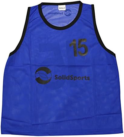 Solid Sports Numbered Training Bibs, Adult Blue
