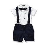 Ferenyi US Baby Boys Bowtie Gentleman Romper Jumpsuit Overalls Rompers (7-12 months, Navy blue)