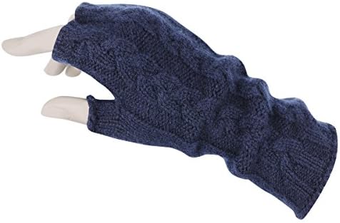 Pure Cashmere Cable Knit Wristwarmer made in Scotland (Navy)