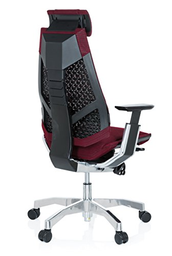 HJH-Office-652603-Sedia-Executive-Genidia-PRO-Tessuto-di-Rete-Bordeaux-Sedia-da-Ufficio-ergonomica-Cromato