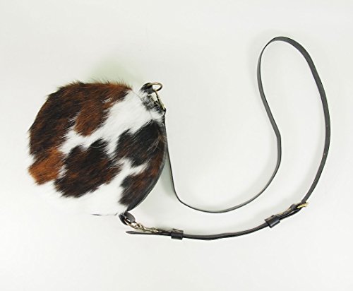 Leather Cowhide Crossbody Round Canteen Purse