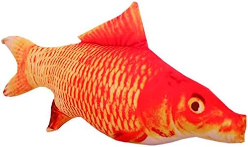 Realistic Stuffed Fish toy with Organic Catnip and Cotton- washable (Large, Koi)