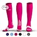 NEWZILL Medical Compression Socks for Women & Men Circulation 20-30 mmHg, Best for Running Athletic Hiking Travel Flight Nurses (Pink, L/XL)