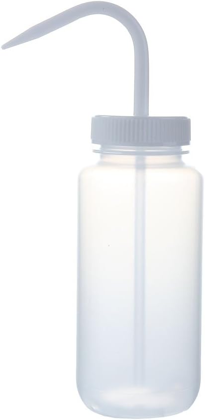 Heathrow ScientificHS120245 Wash Bottles, Wide Mouth, 500mL, White (Pack of 6)