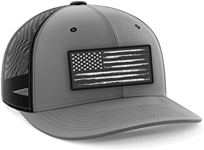 DURO threads Gray Heather Patch USA Flag Distressed Cap (L/XL)