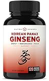 NutraChamps Korean Red Panax Ginseng 1000mg - 120 Vegan Capsules Extra Strength Root Extract Powder Supplement w/High Ginsenosides for Energy, Performance & Focus Pills for Men & Women