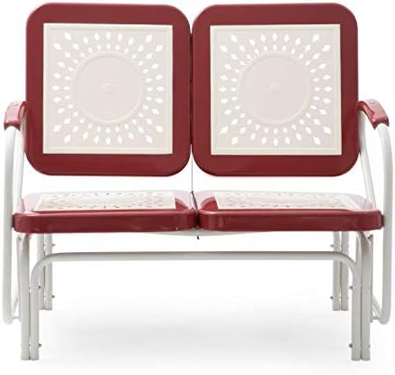 Amazon Com Retro Vintage Style Red White Metal Patio Glider