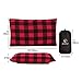 REDCAMP Small Camping Pillow Lightweight and Compressible, 1PC Flannel Travel Pillow with Removable Pillow Cover (Red and Black Plaid)